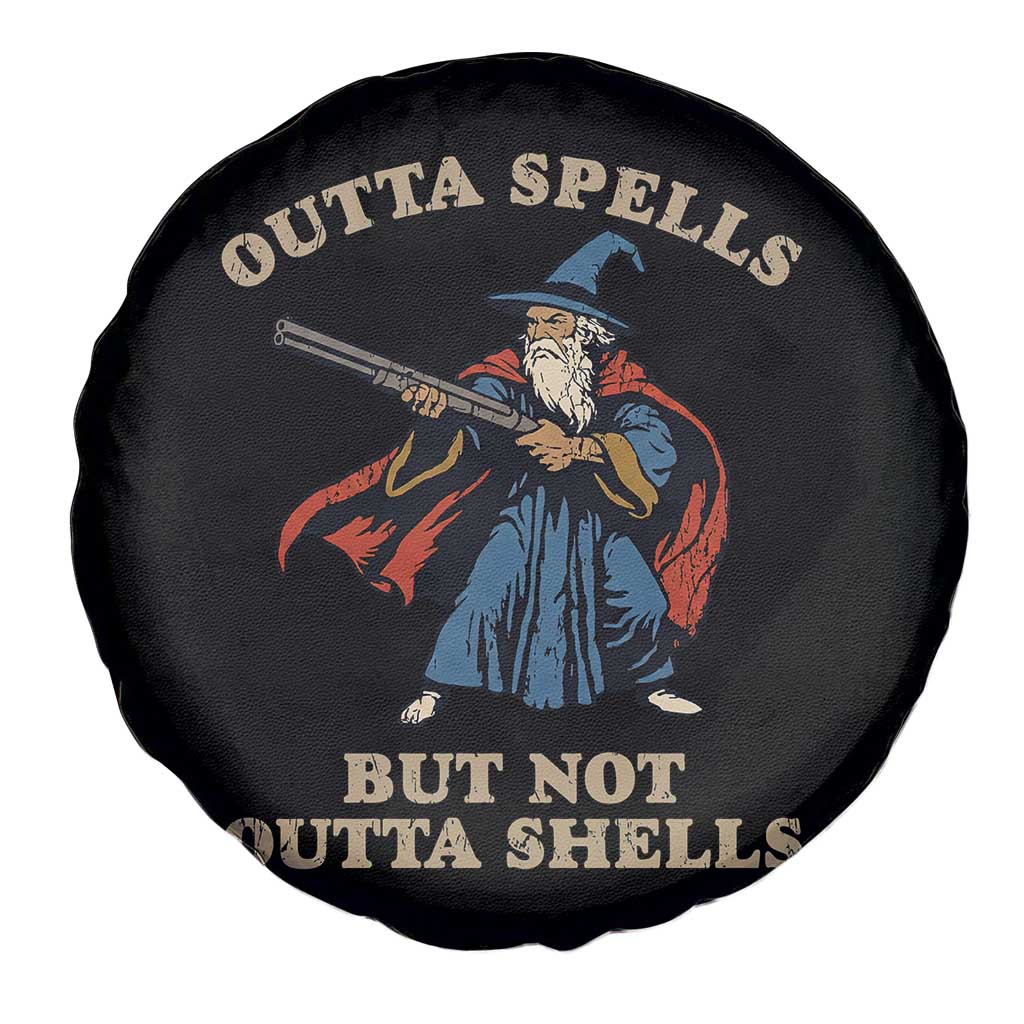 Outta Spells But Not Outta Shells Spare Tire Cover Funny Wizard Fantasy Meme - Wonder Print Shop