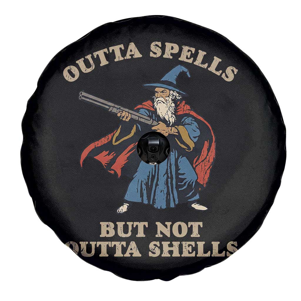 Outta Spells But Not Outta Shells Spare Tire Cover Funny Wizard Fantasy Meme - Wonder Print Shop