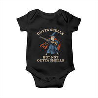 Outta Spells But Not Outta Shells Baby Onesie Funny Wizard Fantasy Meme - Wonder Print Shop