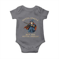 Outta Spells But Not Outta Shells Baby Onesie Funny Wizard Fantasy Meme - Wonder Print Shop