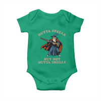 Outta Spells But Not Outta Shells Baby Onesie Funny Wizard Fantasy Meme - Wonder Print Shop