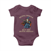 Outta Spells But Not Outta Shells Baby Onesie Funny Wizard Fantasy Meme - Wonder Print Shop