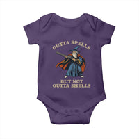 Outta Spells But Not Outta Shells Baby Onesie Funny Wizard Fantasy Meme - Wonder Print Shop