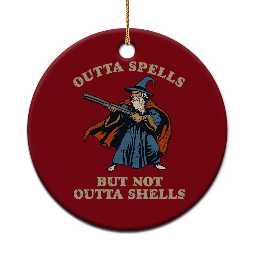 Outta Spells But Not Outta Shells Ceramic Ornament Funny Wizard Fantasy Meme - Wonder Print Shop