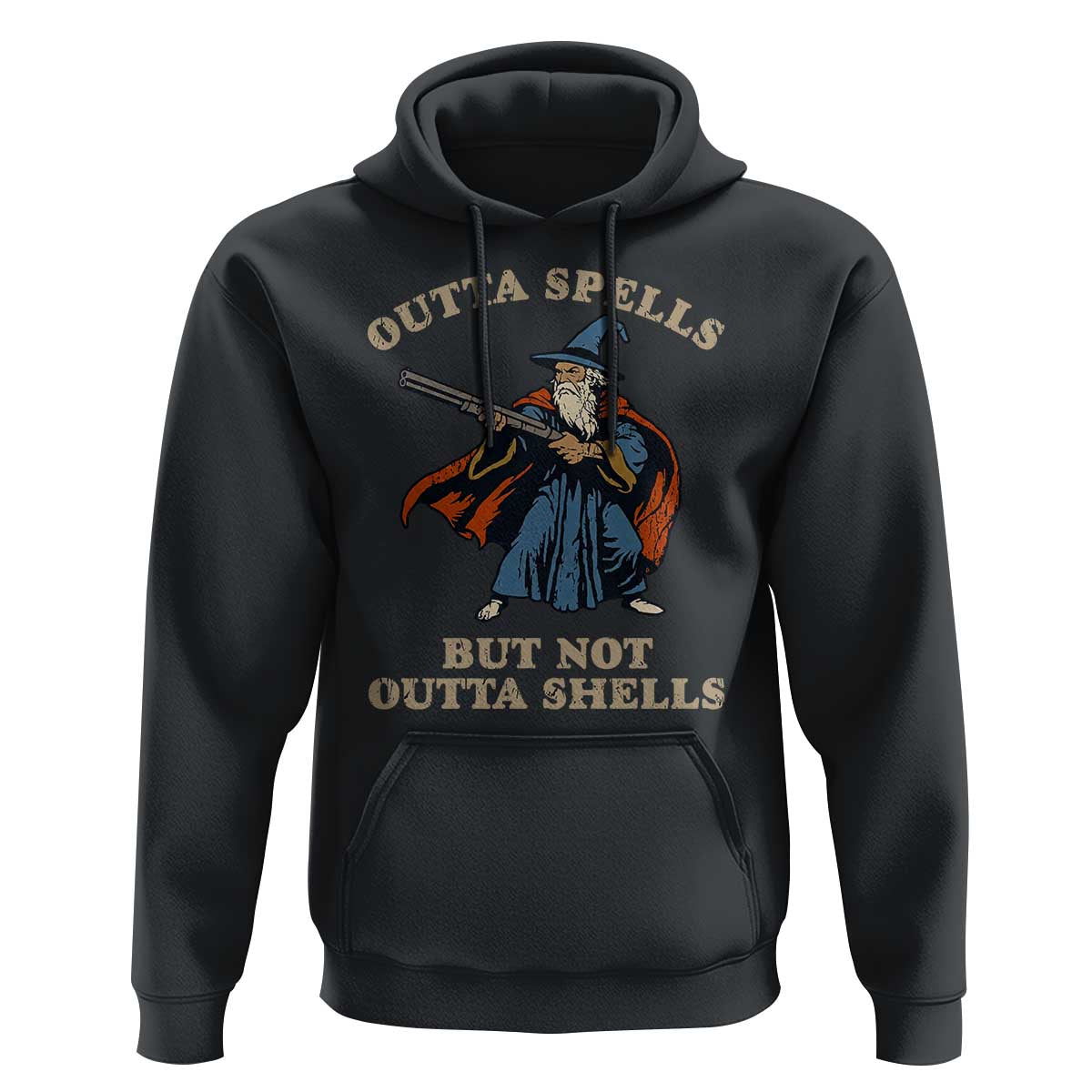 Outta Spells But Not Outta Shells Hoodie Funny Wizard Fantasy Meme - Wonder Print Shop