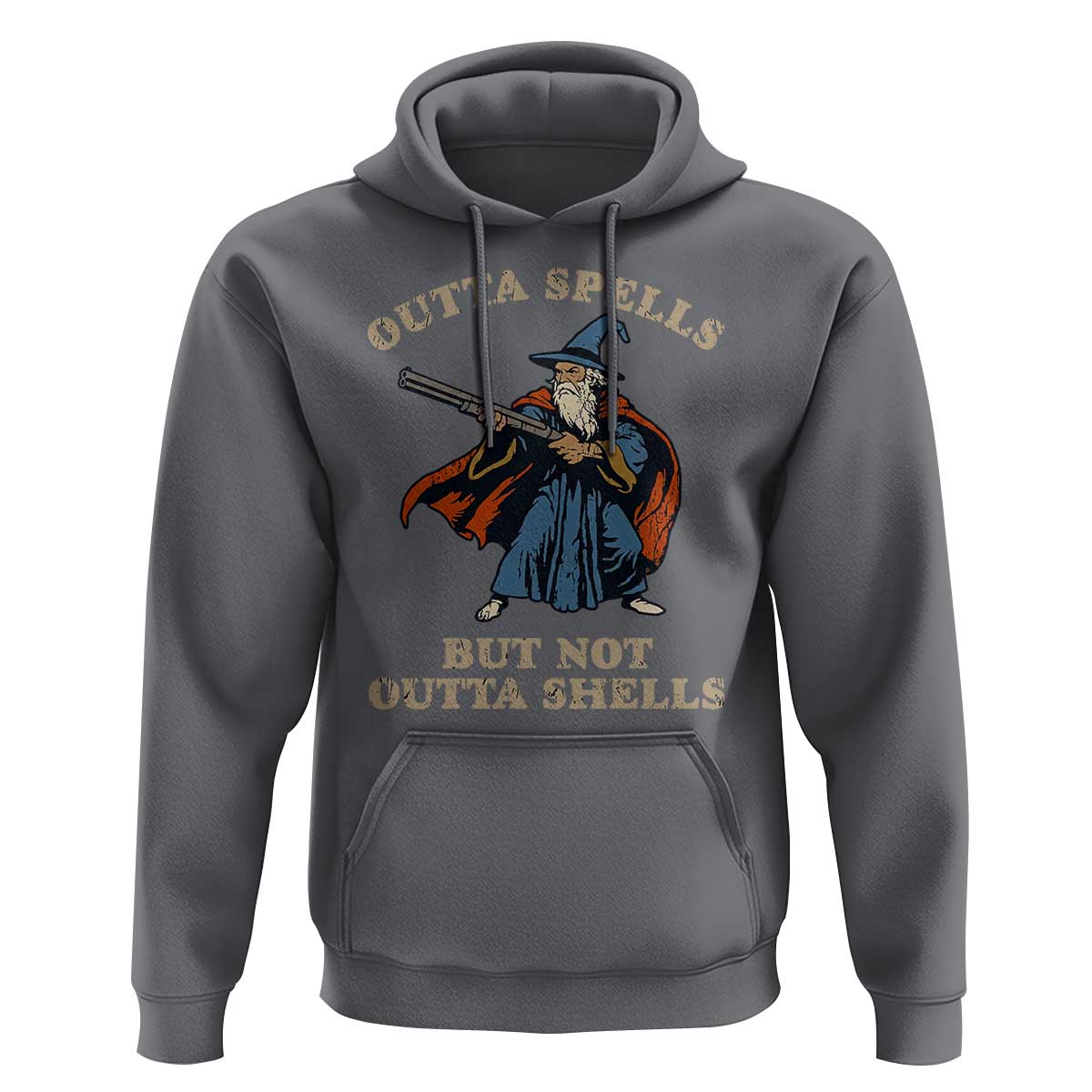 Outta Spells But Not Outta Shells Hoodie Funny Wizard Fantasy Meme - Wonder Print Shop