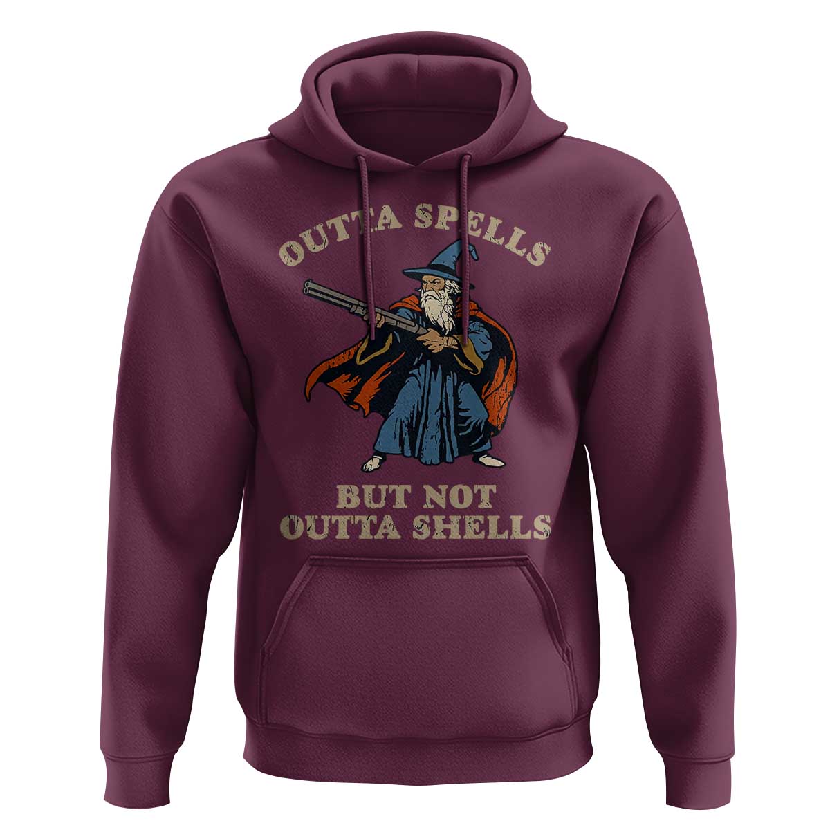 Outta Spells But Not Outta Shells Hoodie Funny Wizard Fantasy Meme - Wonder Print Shop