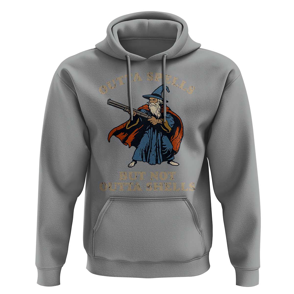 Outta Spells But Not Outta Shells Hoodie Funny Wizard Fantasy Meme - Wonder Print Shop