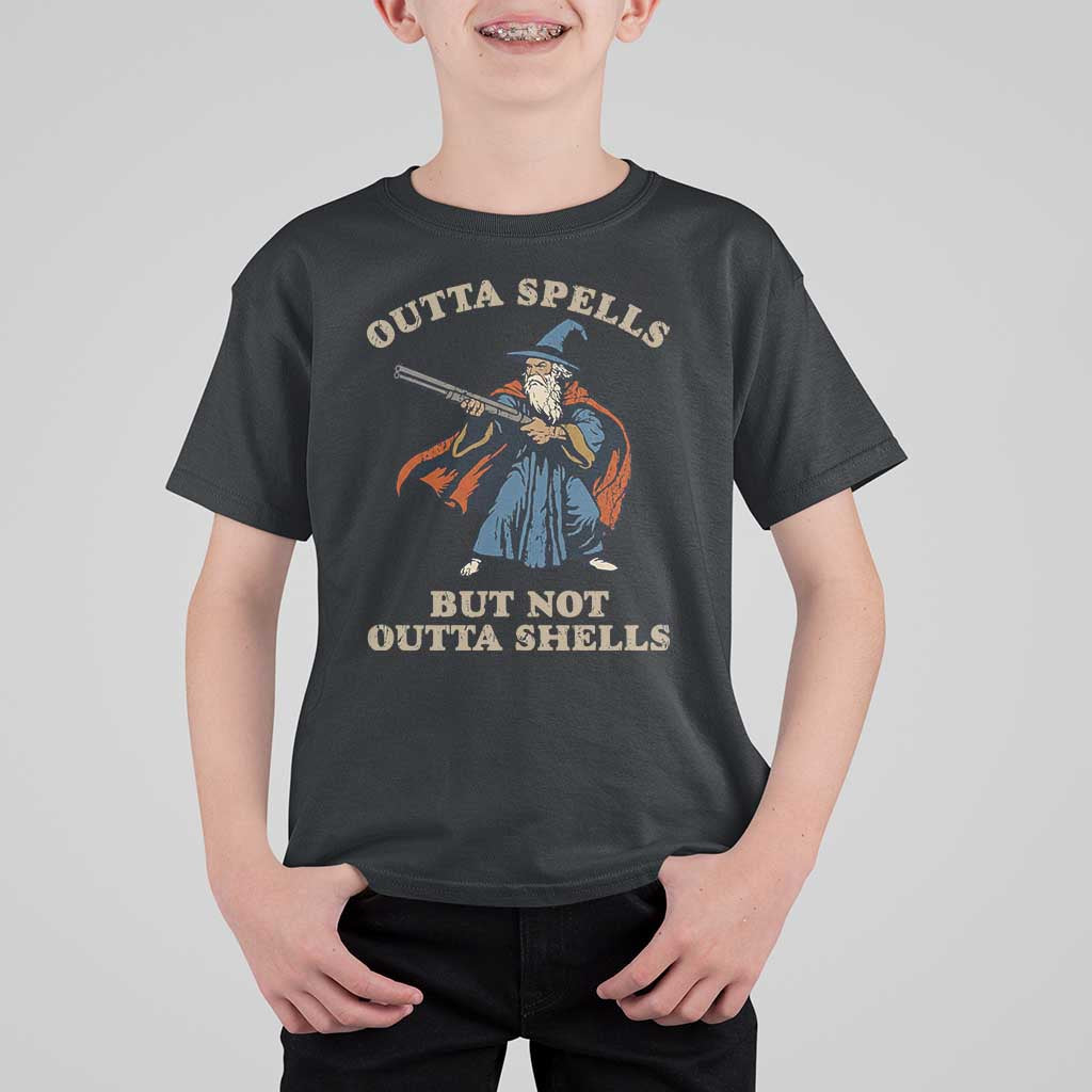 Outta Spells But Not Outta Shells T Shirt For Kid Funny Wizard Fantasy Meme - Wonder Print Shop