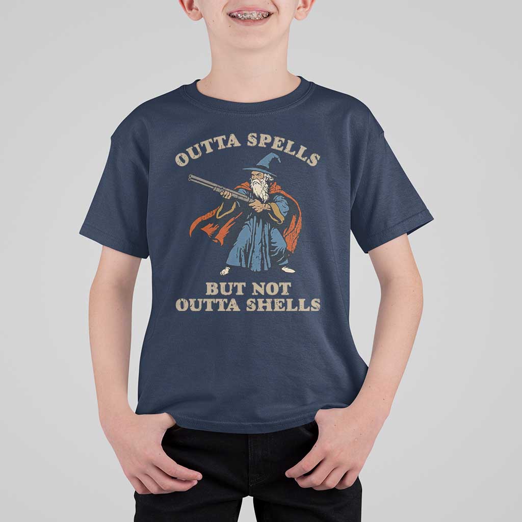 Outta Spells But Not Outta Shells T Shirt For Kid Funny Wizard Fantasy Meme - Wonder Print Shop