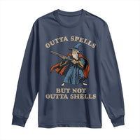 Outta Spells But Not Outta Shells Long Sleeve Shirt Funny Wizard Fantasy Meme - Wonder Print Shop