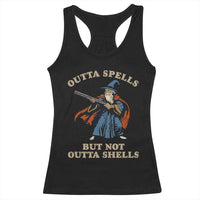 Outta Spells But Not Outta Shells Racerback Tank Top Funny Wizard Fantasy Meme - Wonder Print Shop