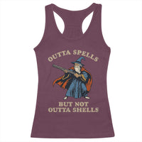 Outta Spells But Not Outta Shells Racerback Tank Top Funny Wizard Fantasy Meme - Wonder Print Shop