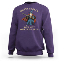 Outta Spells But Not Outta Shells Sweatshirt Funny Wizard Fantasy Meme - Wonder Print Shop