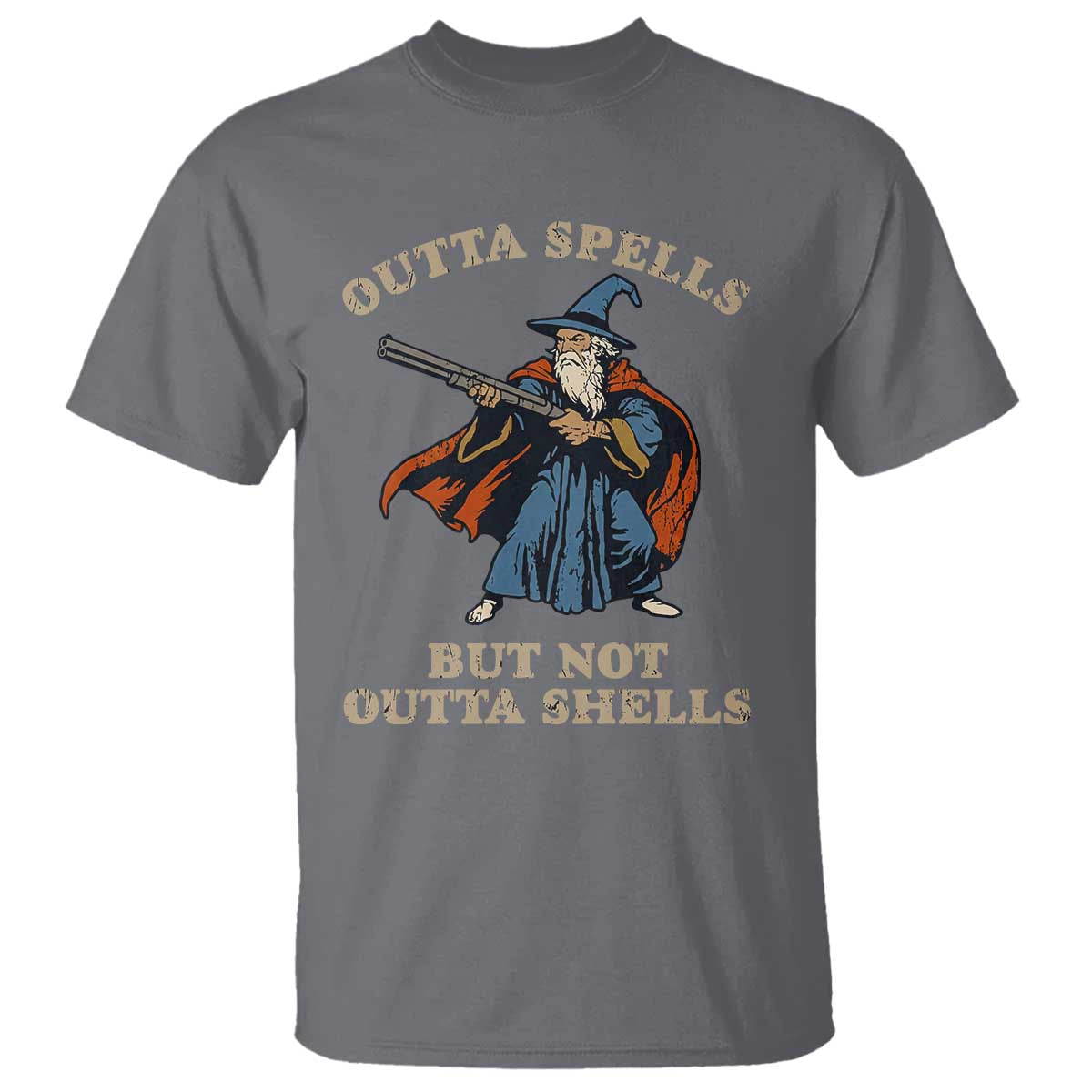 Outta Spells But Not Outta Shells T Shirt Funny Wizard Fantasy Meme - Wonder Print Shop