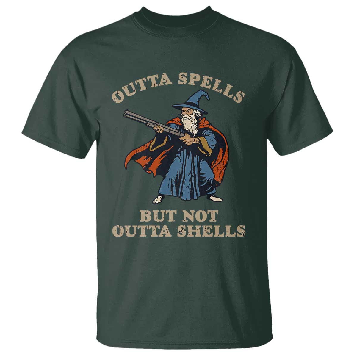 Outta Spells But Not Outta Shells T Shirt Funny Wizard Fantasy Meme - Wonder Print Shop