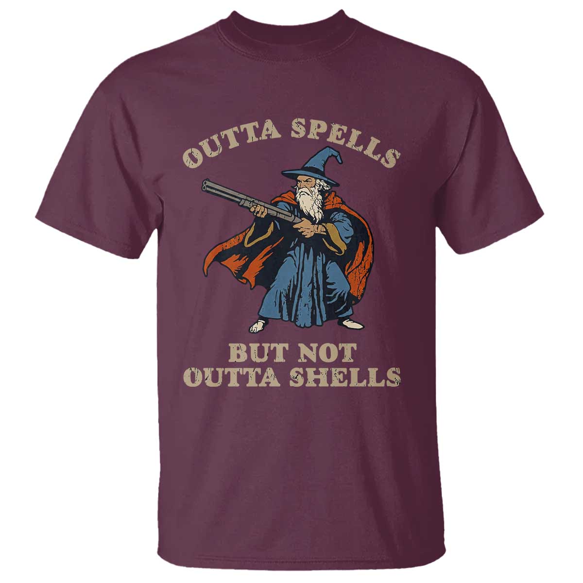 Outta Spells But Not Outta Shells T Shirt Funny Wizard Fantasy Meme - Wonder Print Shop