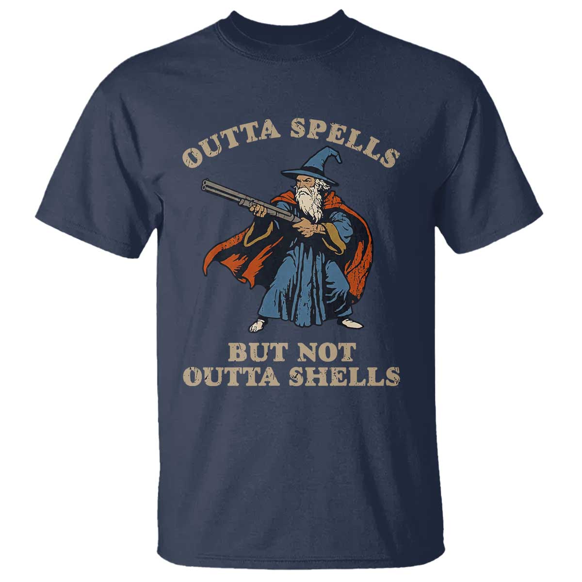 Outta Spells But Not Outta Shells T Shirt Funny Wizard Fantasy Meme - Wonder Print Shop