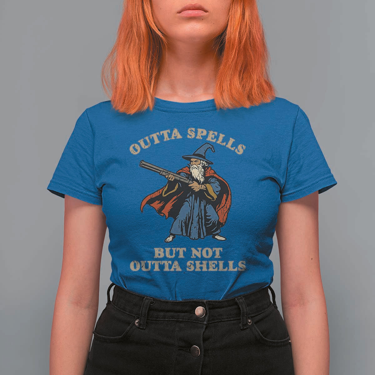 Outta Spells But Not Outta Shells T Shirt For Women Funny Wizard Fantasy Meme - Wonder Print Shop
