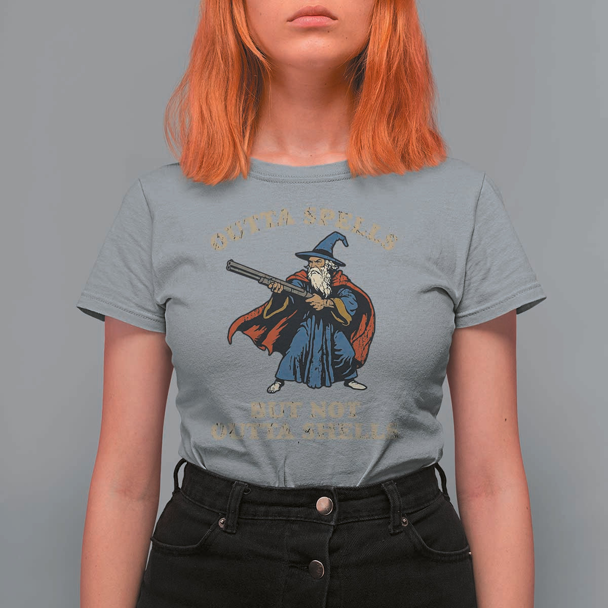 Outta Spells But Not Outta Shells T Shirt For Women Funny Wizard Fantasy Meme - Wonder Print Shop