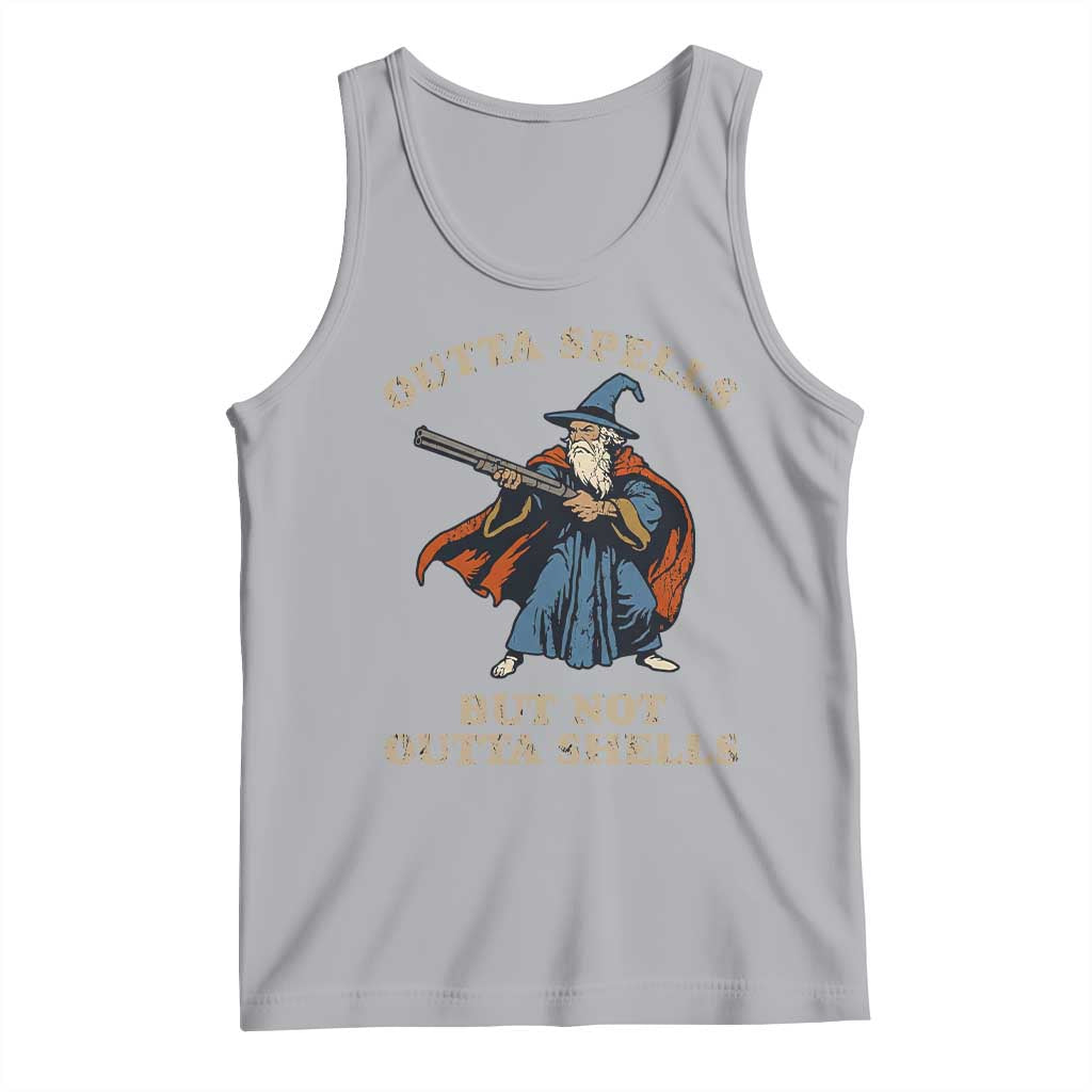 Outta Spells But Not Outta Shells Tank Top Funny Wizard Fantasy Meme - Wonder Print Shop