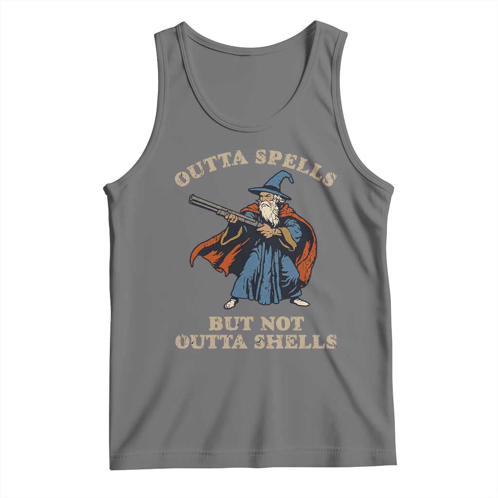 Outta Spells But Not Outta Shells Tank Top Funny Wizard Fantasy Meme - Wonder Print Shop