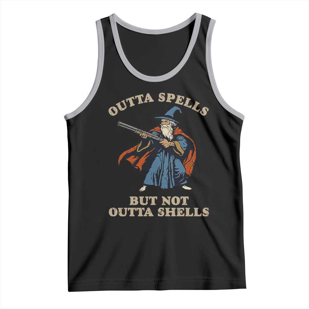 Outta Spells But Not Outta Shells Tank Top Funny Wizard Fantasy Meme - Wonder Print Shop