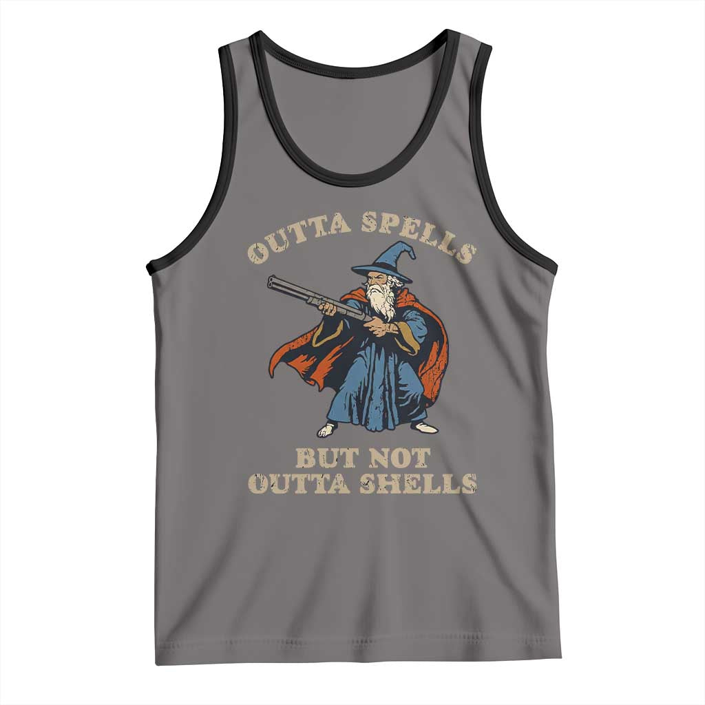 Outta Spells But Not Outta Shells Tank Top Funny Wizard Fantasy Meme - Wonder Print Shop
