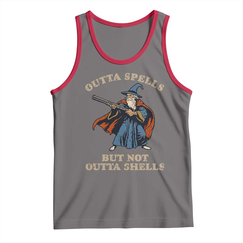 Outta Spells But Not Outta Shells Tank Top Funny Wizard Fantasy Meme - Wonder Print Shop