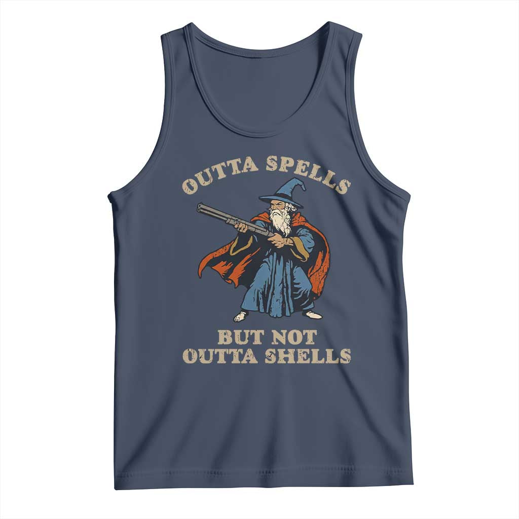 Outta Spells But Not Outta Shells Tank Top Funny Wizard Fantasy Meme - Wonder Print Shop