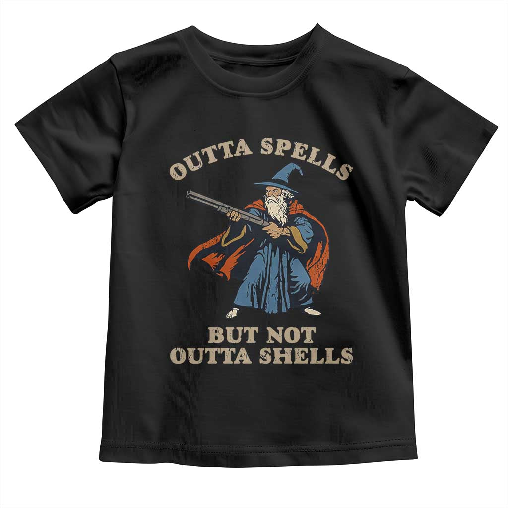 Outta Spells But Not Outta Shells Toddler T Shirt Funny Wizard Fantasy Meme - Wonder Print Shop