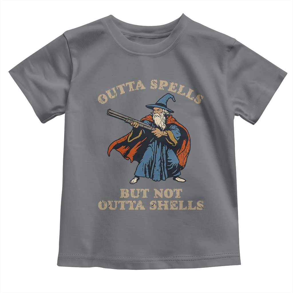 Outta Spells But Not Outta Shells Toddler T Shirt Funny Wizard Fantasy Meme - Wonder Print Shop