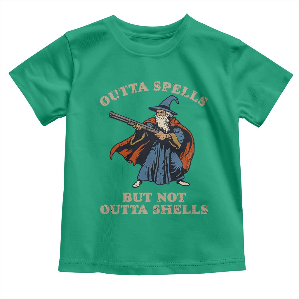 Outta Spells But Not Outta Shells Toddler T Shirt Funny Wizard Fantasy Meme - Wonder Print Shop
