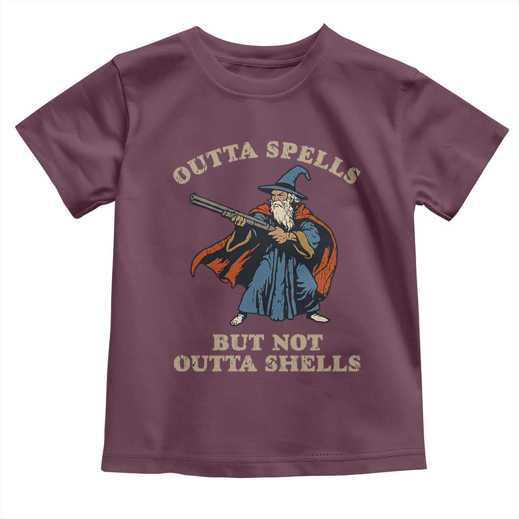 Outta Spells But Not Outta Shells Toddler T Shirt Funny Wizard Fantasy Meme - Wonder Print Shop