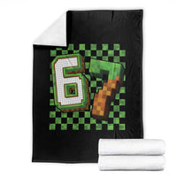 Funny 67 Pixel Style Graphic Throw Blanket Viral Six Seven Meme Gamer - Wonder Print Shop