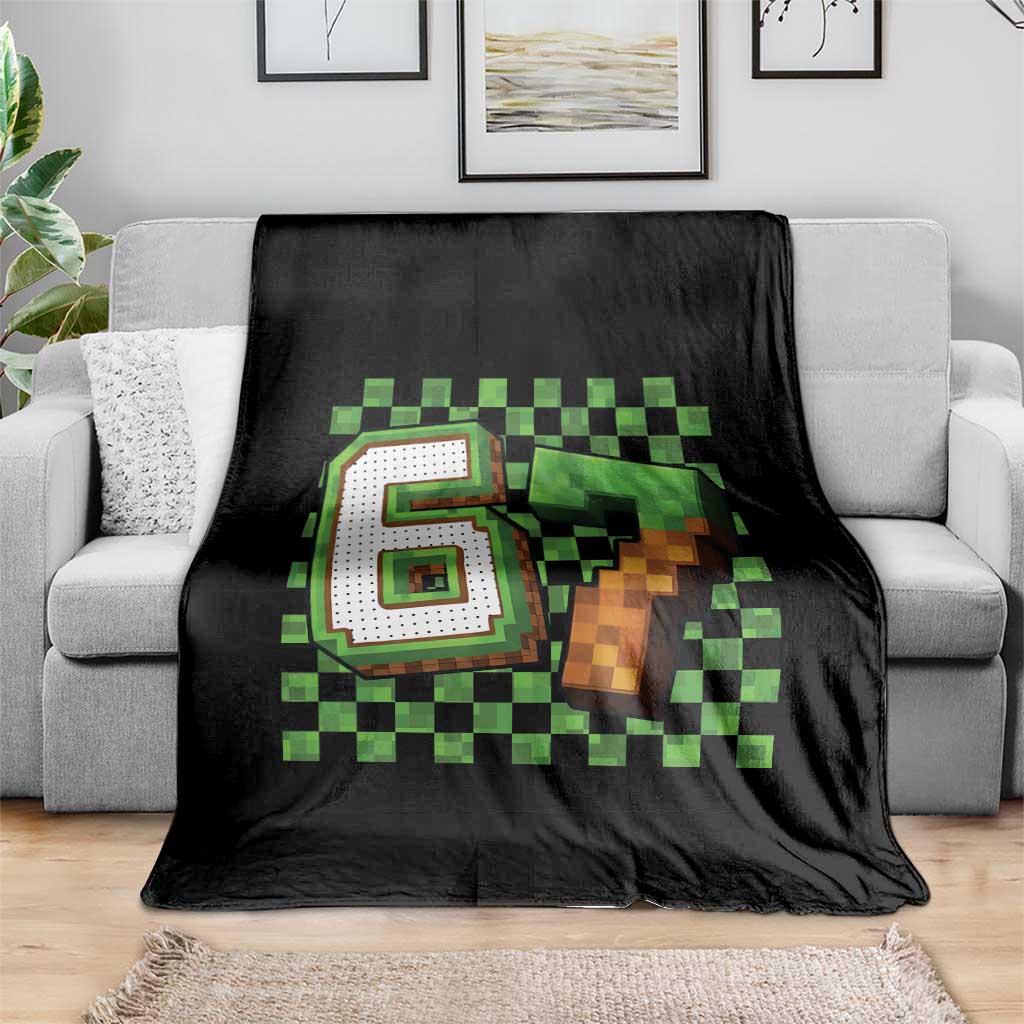 Funny 67 Pixel Style Graphic Throw Blanket Viral Six Seven Meme Gamer - Wonder Print Shop