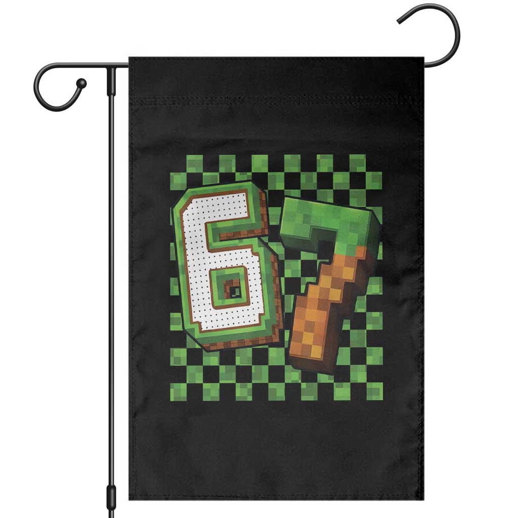 Funny 67 Pixel Style Graphic Garden Flag Viral Six Seven Meme Gamer - Wonder Print Shop