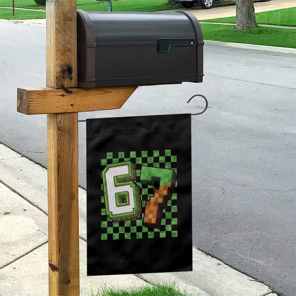 Funny 67 Pixel Style Graphic Garden Flag Viral Six Seven Meme Gamer - Wonder Print Shop