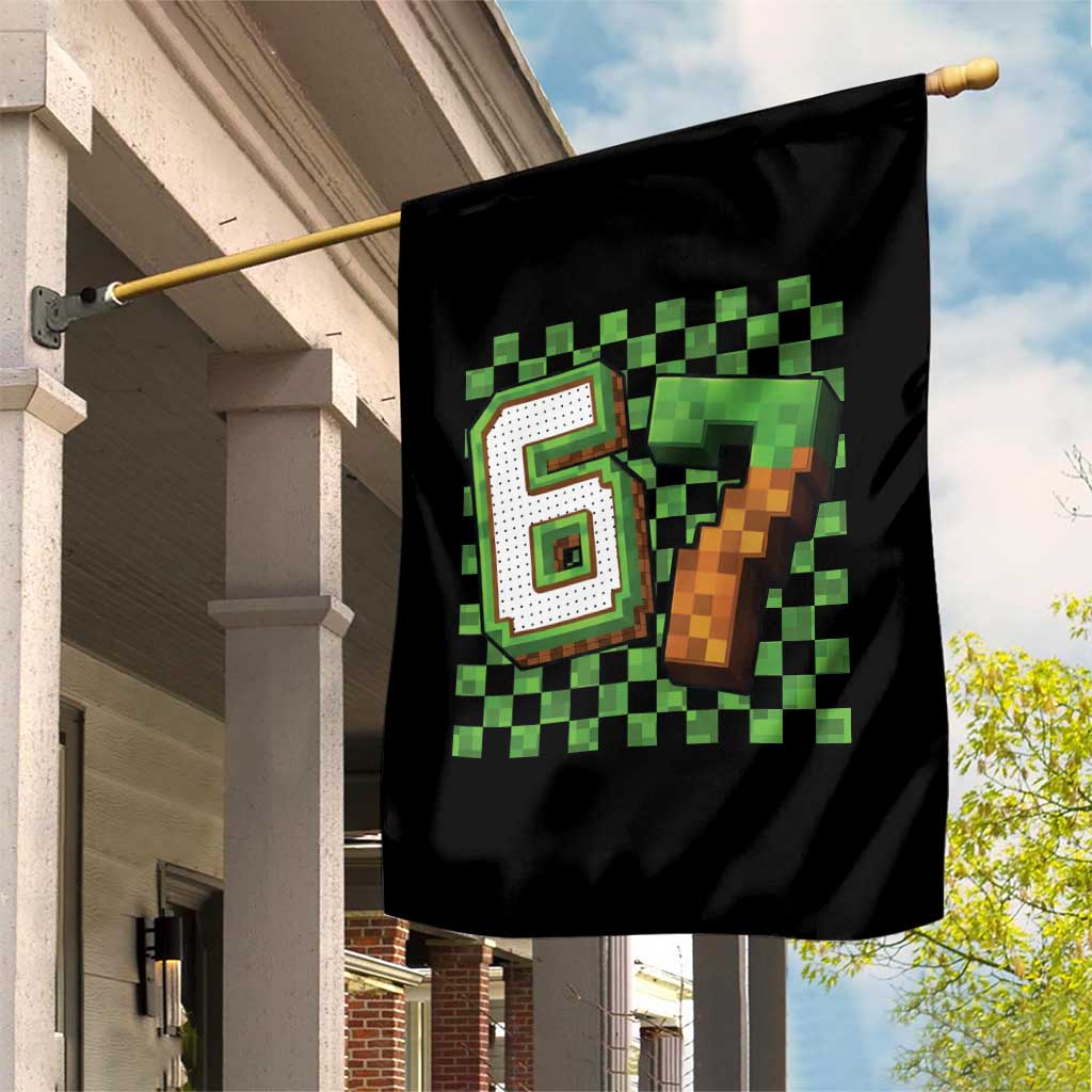 Funny 67 Pixel Style Graphic Garden Flag Viral Six Seven Meme Gamer - Wonder Print Shop