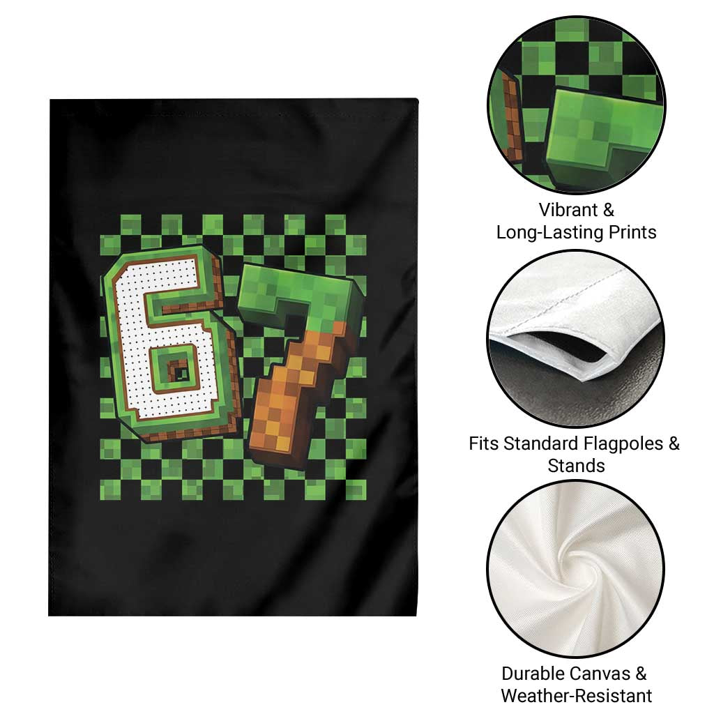 Funny 67 Pixel Style Graphic Garden Flag Viral Six Seven Meme Gamer - Wonder Print Shop