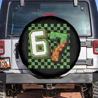 Funny 67 Pixel Style Graphic Spare Tire Cover Viral Six Seven Meme Gamer - Wonder Print Shop