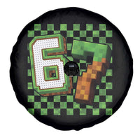 Funny 67 Pixel Style Graphic Spare Tire Cover Viral Six Seven Meme Gamer - Wonder Print Shop
