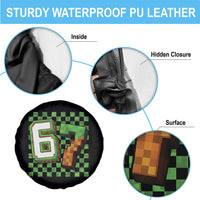 Funny 67 Pixel Style Graphic Spare Tire Cover Viral Six Seven Meme Gamer - Wonder Print Shop