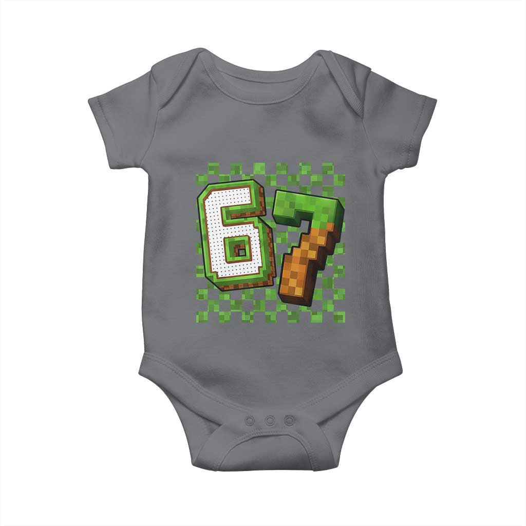 Funny 67 Pixel Style Graphic Baby Onesie Viral Six Seven Meme Gamer - Wonder Print Shop