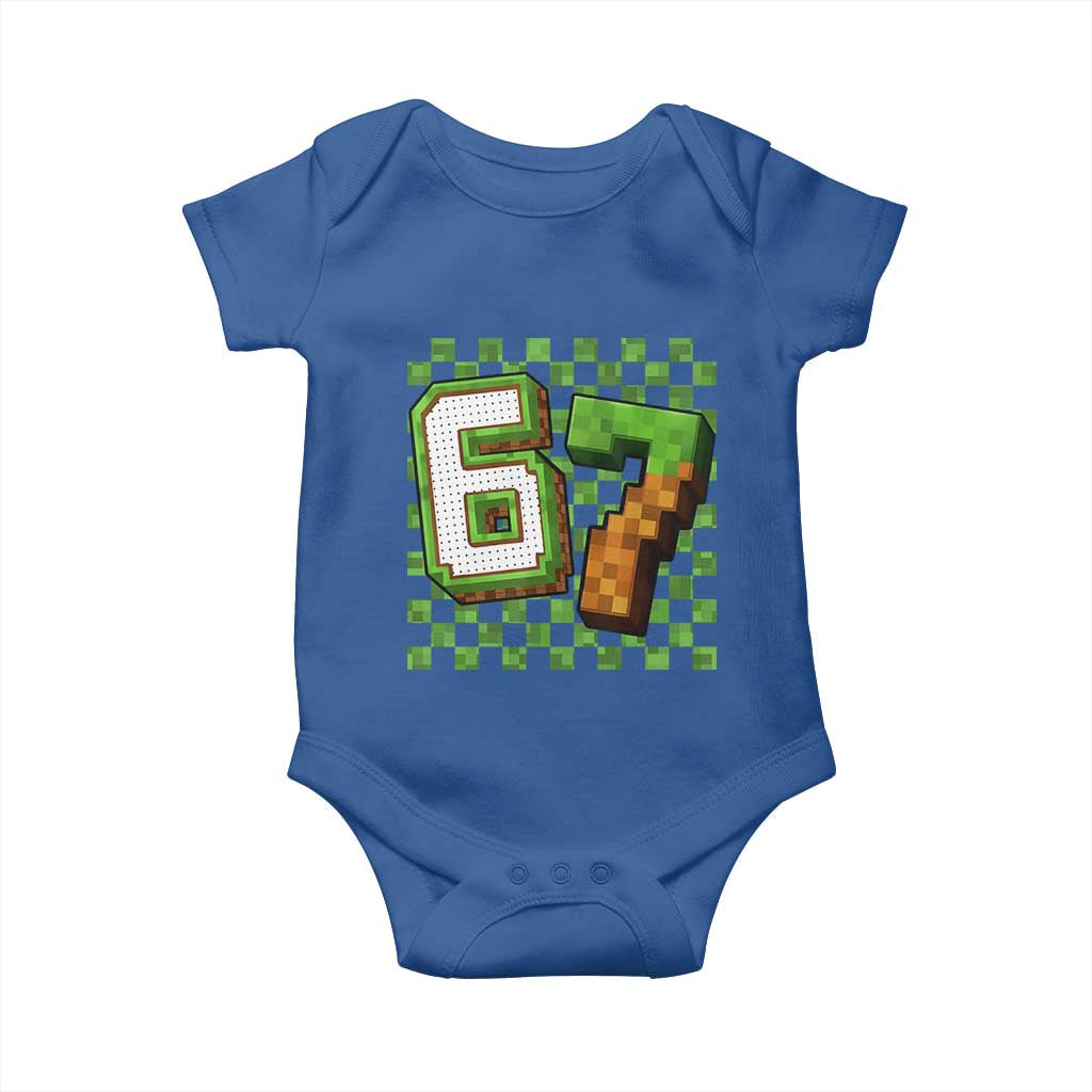 Funny 67 Pixel Style Graphic Baby Onesie Viral Six Seven Meme Gamer - Wonder Print Shop