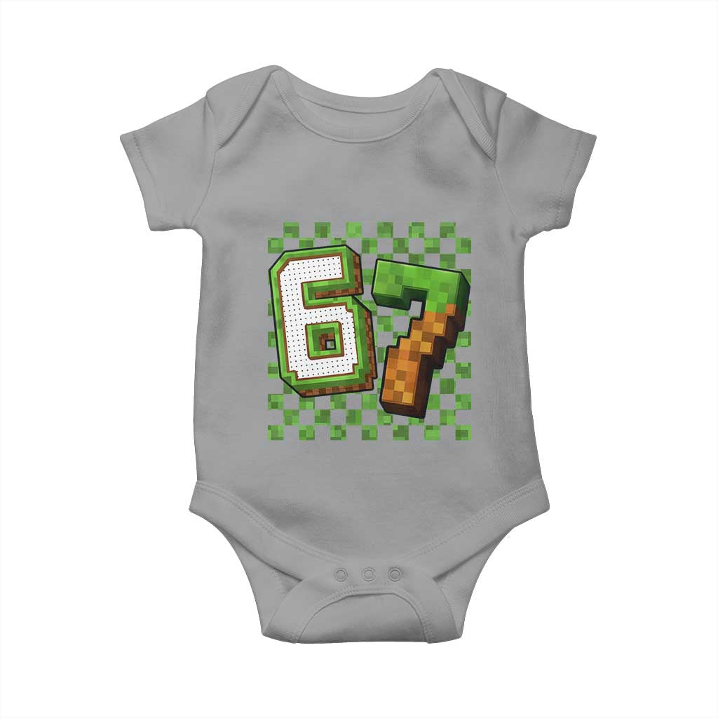 Funny 67 Pixel Style Graphic Baby Onesie Viral Six Seven Meme Gamer - Wonder Print Shop