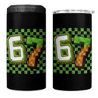 Funny 67 Pixel Style Graphic 4 in 1 Can Cooler Tumbler Viral Six Seven Meme Gamer - Wonder Print Shop