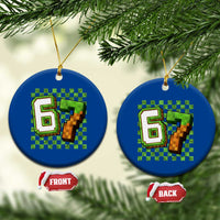 Funny 67 Pixel Style Graphic Ceramic Ornament Viral Six Seven Meme Gamer - Wonder Print Shop