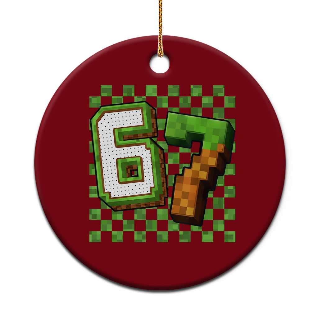 Funny 67 Pixel Style Graphic Ceramic Ornament Viral Six Seven Meme Gamer - Wonder Print Shop