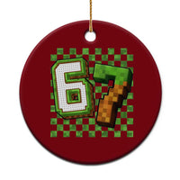 Funny 67 Pixel Style Graphic Ceramic Ornament Viral Six Seven Meme Gamer - Wonder Print Shop